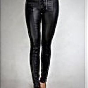 Sexy Black Lace-Up Pants